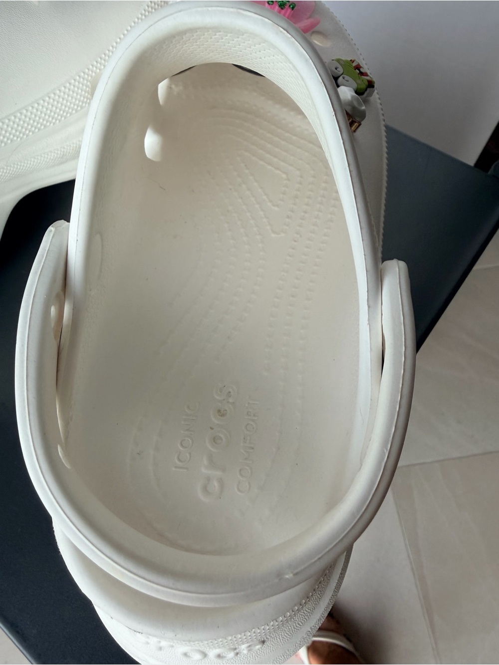 Crocs White Clog Shoes with Cute Character Charms - Picture 4 of 12